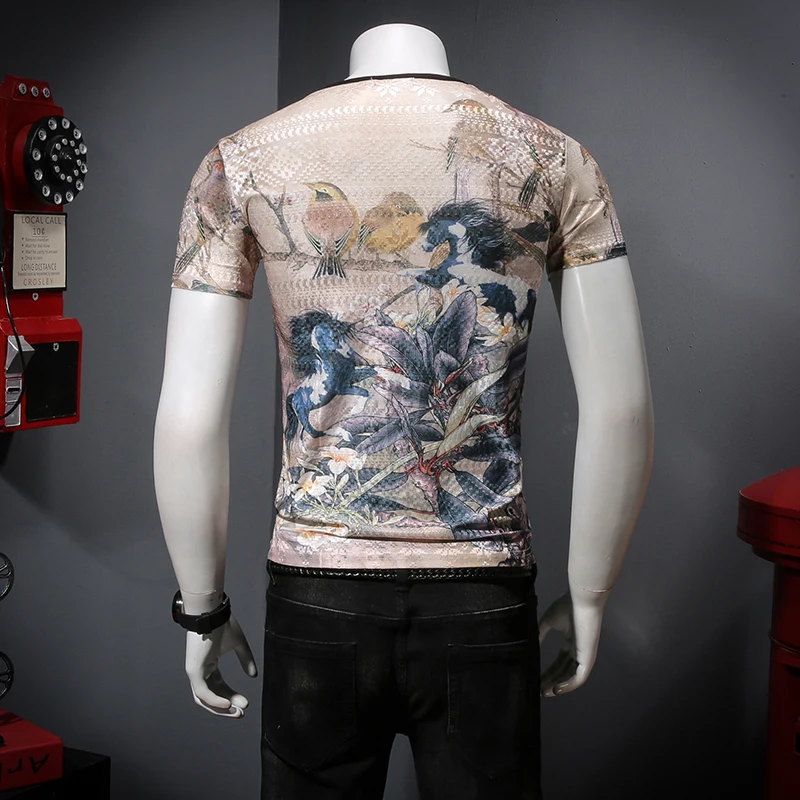 Chinese characters flower bird designs print short sleeve t shirt Summer 2019New quality hollow breathable icy t shirt men M-4XL
Chinese characters flower bird designs print short sleeve t shirt Summer 2019New quality hollow breathable icy t shirt men M-4XL