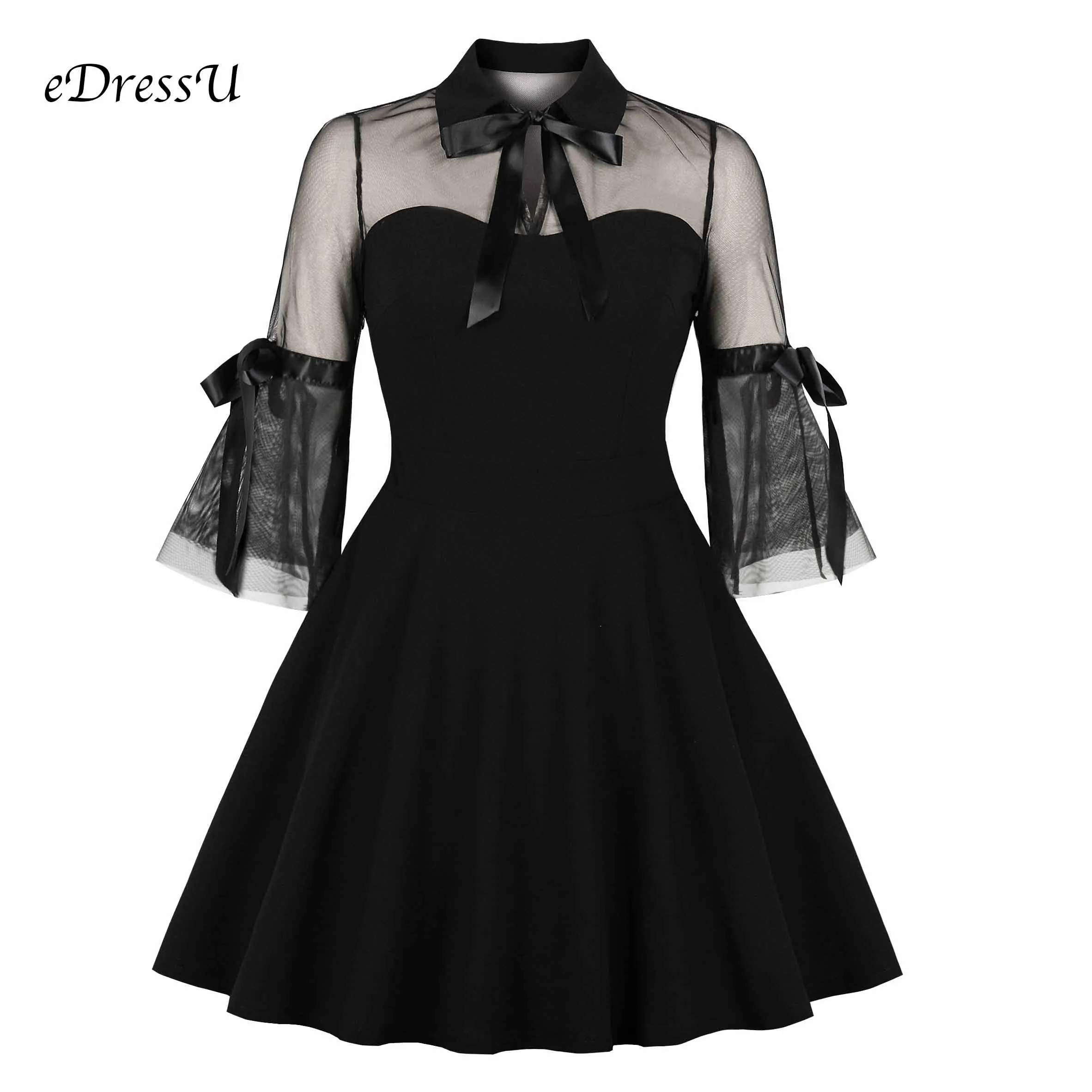 eDressU Bowknot Black Elegant Lady Dress Women Vintage Flare sleeves Chic Casual Sexy Cocktail Party Dress Club MXN-1800
eDressU Bowknot Black Elegant Lady Dress Women Vintage Flare sleeves Chic Casual Sexy Cocktail Party Dress Club MXN-1800