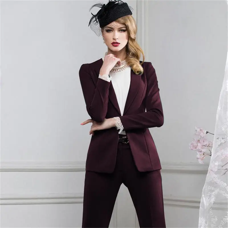 Custom Made Grape Formal Pants Suits For Women Business Work Suits Female Office Uniform B18
Custom Made Grape Formal Pants Suits For Women Business Work Suits Female Office Uniform B18