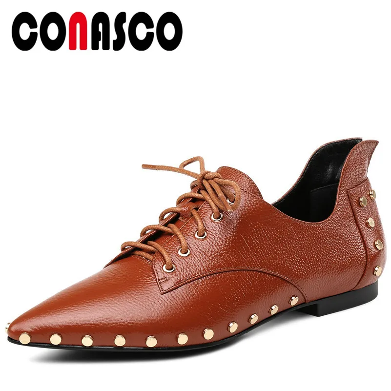 CONASCO Fashion Women Flats Heels Genuine Leather Shoes Woman Corss-tied Rivets Punk Wedding Party Shoes Woman New Loafers Shoes
CONASCO Fashion Women Flats Heels Genuine Leather Shoes Woman Corss-tied Rivets Punk Wedding Party Shoes Woman New Loafers Shoes