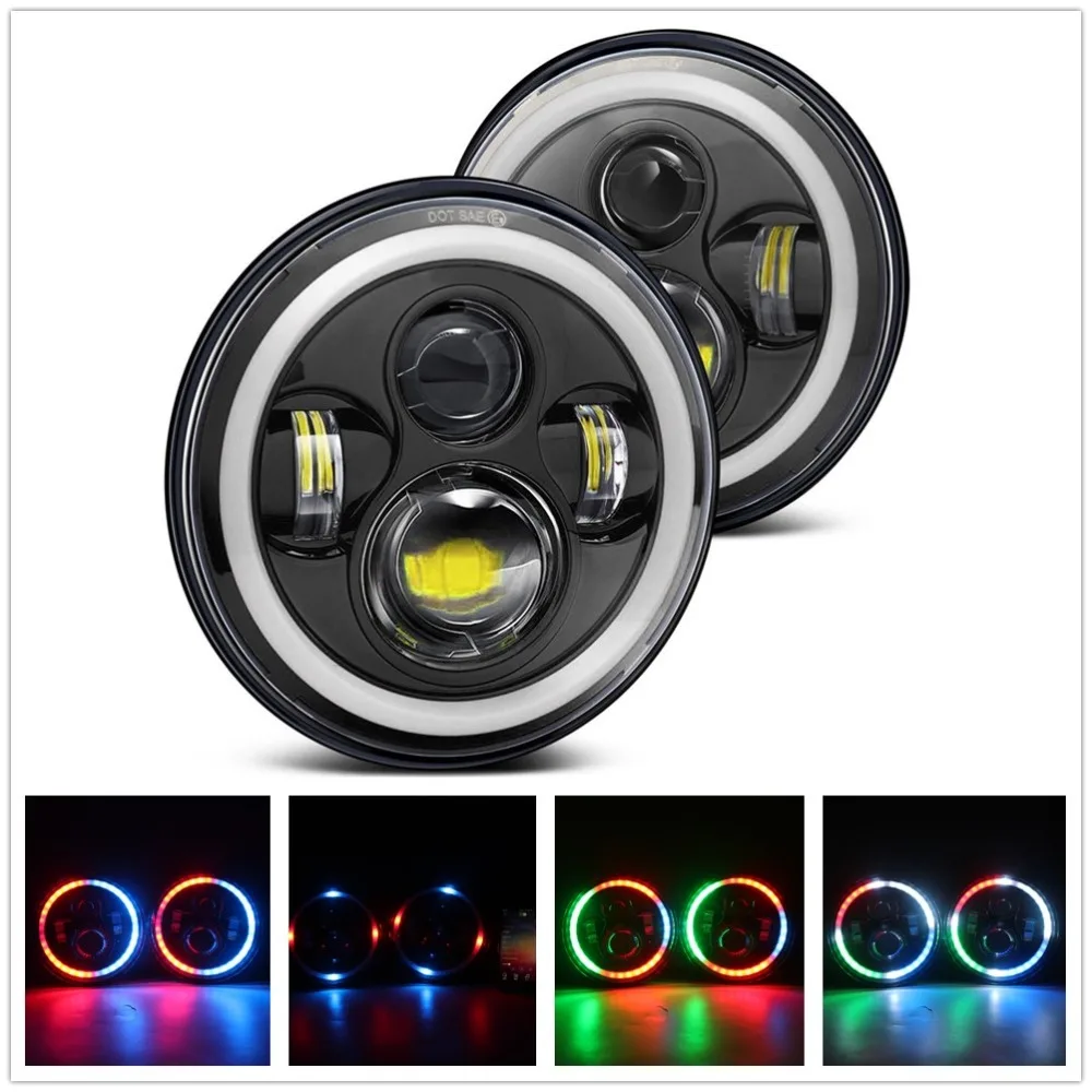7 Inch Round Bluetooth 80W LED Headlight For Jeep Wrangler JK Sahara Sport Rubicon Halo Headlights RGB Color Chase Music Timer
7 Inch Round Bluetooth 80W LED Headlight For Jeep Wrangler JK Sahara Sport Rubicon Halo Headlights RGB Color Chase Music Timer