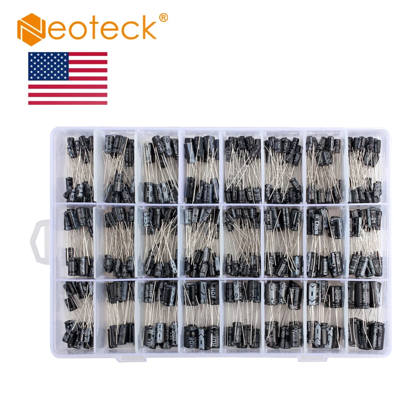 (Send From US) Neoteck 24 Values 500X Electrolytic Capacitor Assortment Kit Box 16V-50V Low Frequency Assortment Kit Set Box
(Send From US) Neoteck 24 Values 500X Electrolytic Capacitor Assortment Kit Box 16V-50V Low Frequency Assortment Kit Set Box