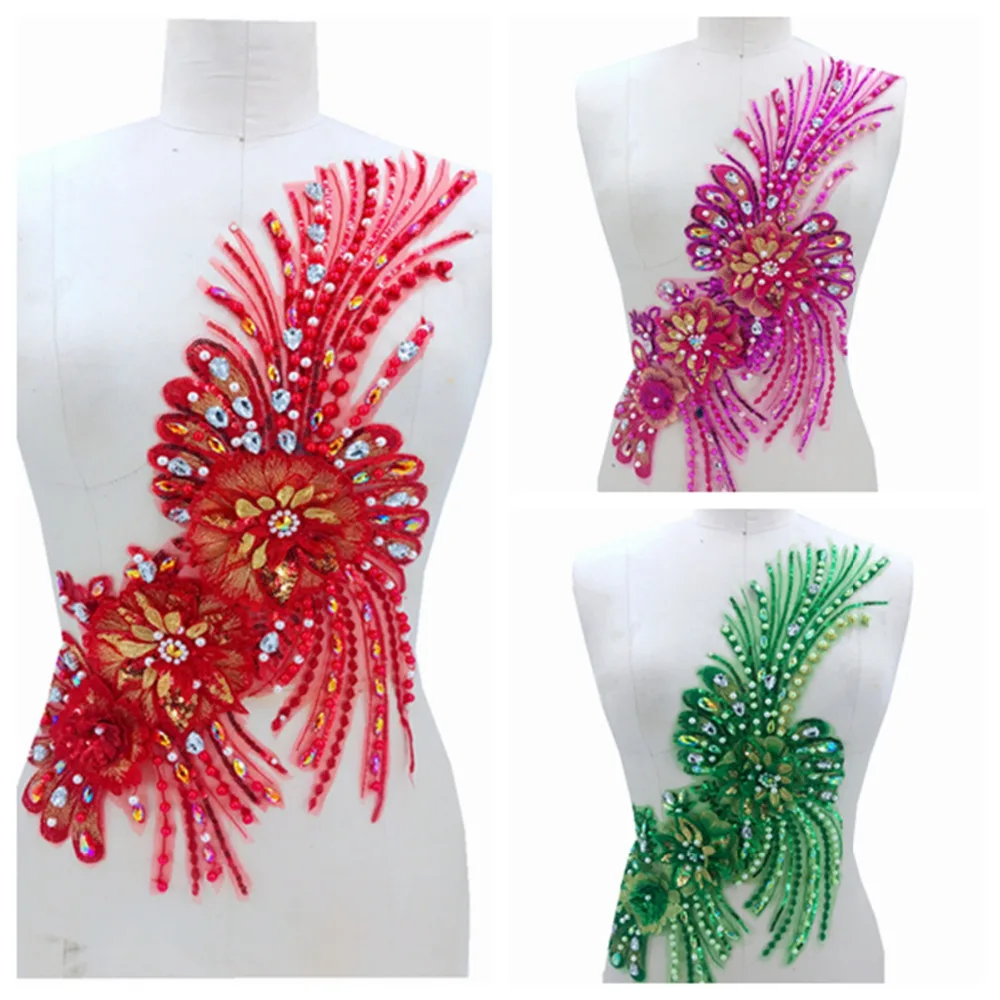 3colour 3D Three-dimensional embroidery flower lace applique with rhinestones trim patches 51*25cm DRESS ACCESSORY
3colour 3D Three-dimensional embroidery flower lace applique with rhinestones trim patches 51*25cm DRESS ACCESSORY