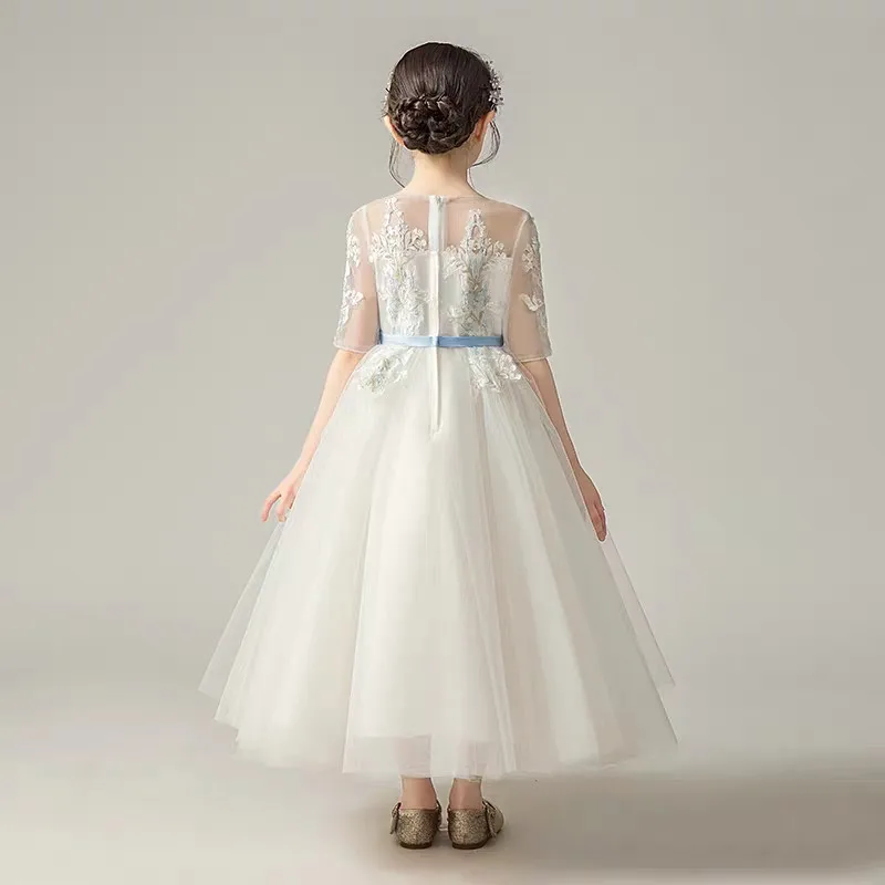 Children Girls White Color Flowers Princess Wedding Birthday Summer Short Sleeves Long Dress Teens Lace Ball Gown Dress with Bow
Children Girls White Color Flowers Princess Wedding Birthday Summer Short Sleeves Long Dress Teens Lace Ball Gown Dress with Bow