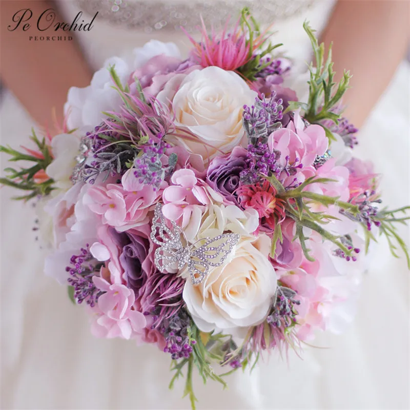 PEORCHID Purple Pink Wedding Bouquet Pivoine Handmade Silk Flowers Artificial Hydrangea Rose Butterfly Brooch Bridal Bouquet
PEORCHID Purple Pink Wedding Bouquet Pivoine Handmade Silk Flowers Artificial Hydrangea Rose Butterfly Brooch Bridal Bouquet