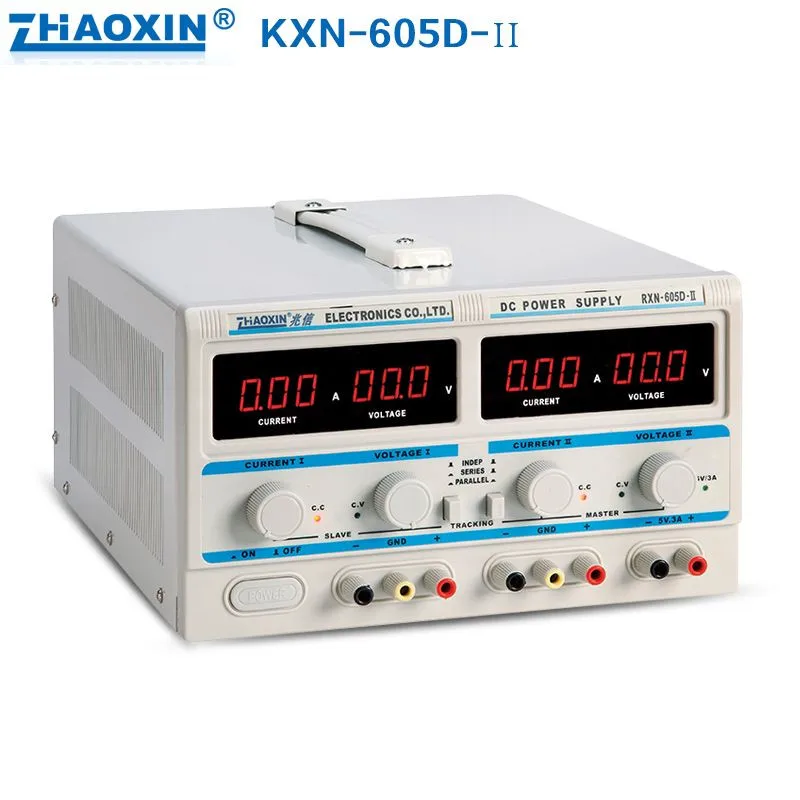 RXN-605D-II Dual Digital DC Power Supply 0-60V / 0-5A Dual Adjustable 0.1V 0.01A C.V. / C.C. Automatically Switches
RXN-605D-II Dual Digital DC Power Supply 0-60V / 0-5A Dual Adjustable 0.1V 0.01A C.V. / C.C. Automatically Switches