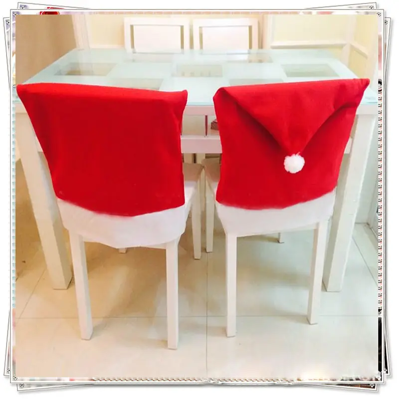 

1 шт. чехол на спинку стула с красной шляпой Санта-Клауса, Рождественское украшение для дома вечерние ринки, праздника, Рождества