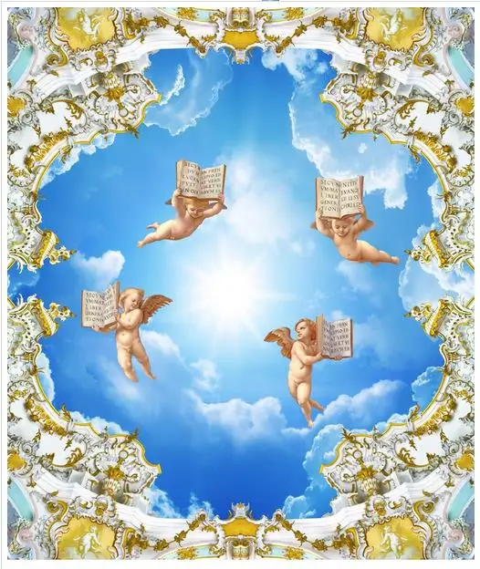 Custom ceiling wallpaper 3d ceiling murals European style angel down to the roof zenith mural wall papers for living room decor
Custom ceiling wallpaper 3d ceiling murals European style angel down to the roof zenith mural wall papers for living room decor