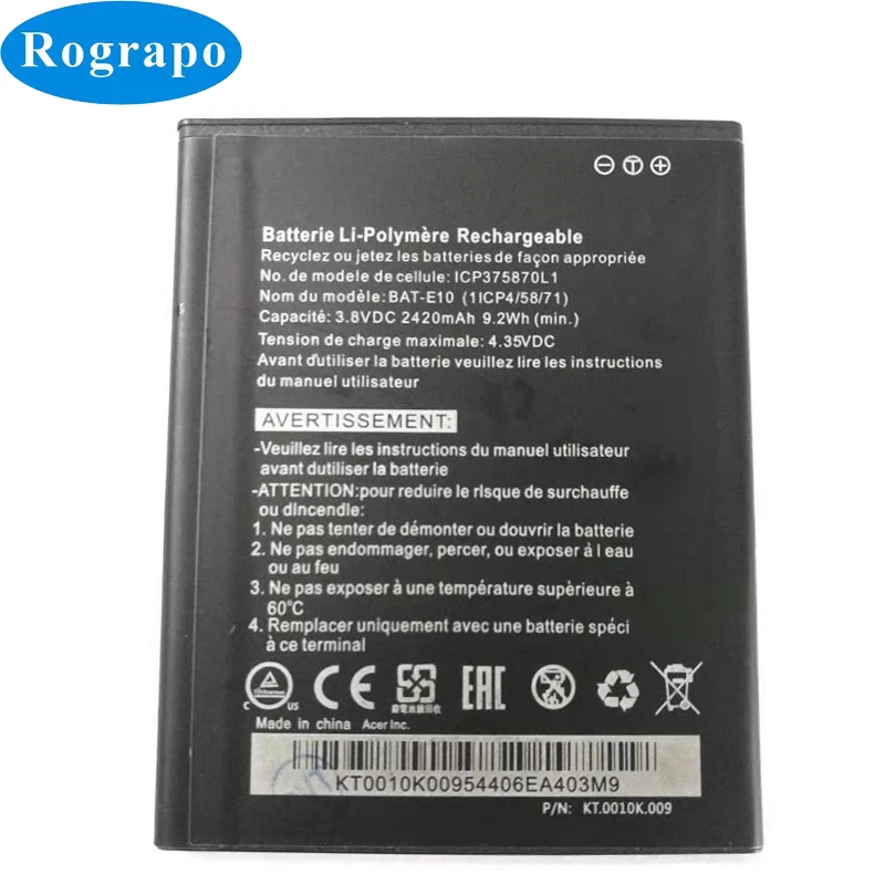 2400mAh BAT-E10 Replacement Battery For Acer Z530 LTE T02 Z530S BATE10 (1ICP4/58/71) ICP375870L1 Phone Batteries
2400mAh BAT-E10 Replacement Battery For Acer Z530 LTE T02 Z530S BATE10 (1ICP4/58/71) ICP375870L1 Phone Batteries