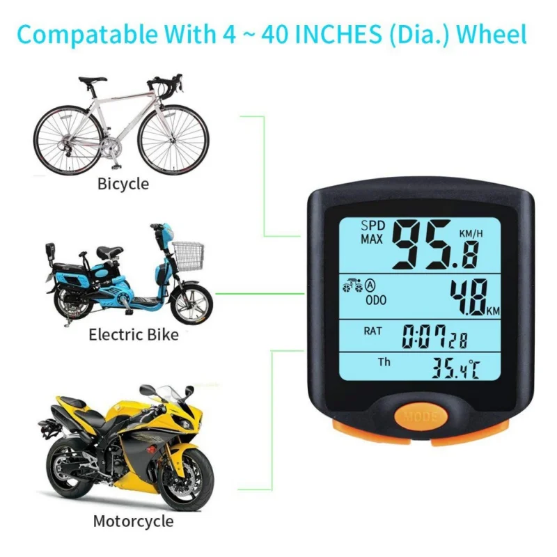 Bike Cycling Computer Wireless Odometer Speedometer Bicycle Speeding Alert Stopwatch Display Code Table With Luminous
Bike Cycling Computer Wireless Odometer Speedometer Bicycle Speeding Alert Stopwatch Display Code Table With Luminous