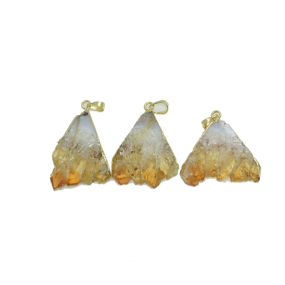 Gold Bezel Raw yellow crystal quartz triangle pendant for necklace rough cluster quartz natural geode druzy stone women pendant 
Gold Bezel Raw yellow crystal quartz triangle pendant for necklace rough cluster quartz natural geode druzy stone women pendant