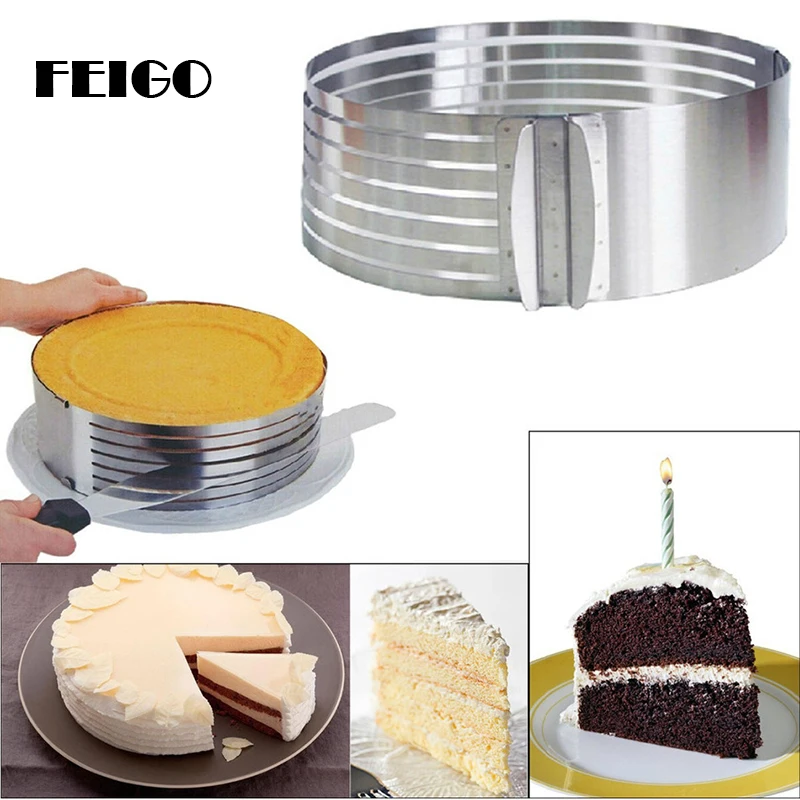 FEIGO 1 Pcs Stainless Steel Cake Layered Slicer Adjustable Retractable Circular Mousse Ring Cut Tool Round Cutter Cake Tool F448
FEIGO 1 Pcs Stainless Steel Cake Layered Slicer Adjustable Retractable Circular Mousse Ring Cut Tool Round Cutter Cake Tool F448