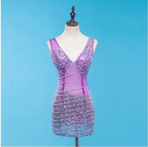 New design Bright Multicolor Rhinestones Black Purple Mesh Dress Celebrate Dress Nightclub Women Singer Show Sleeveless Dress
New design Bright Multicolor Rhinestones Black Purple Mesh Dress Celebrate Dress Nightclub Women Singer Show Sleeveless Dress