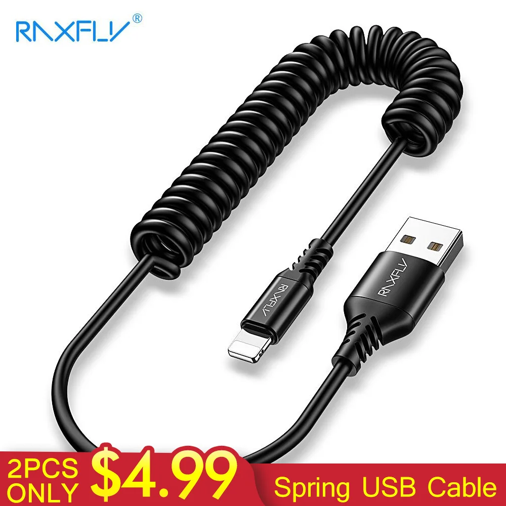 USB raxfly кабель Выдвижной пружинный для iPhone samsung Micro Xiaomi Тип C быстрой зарядки