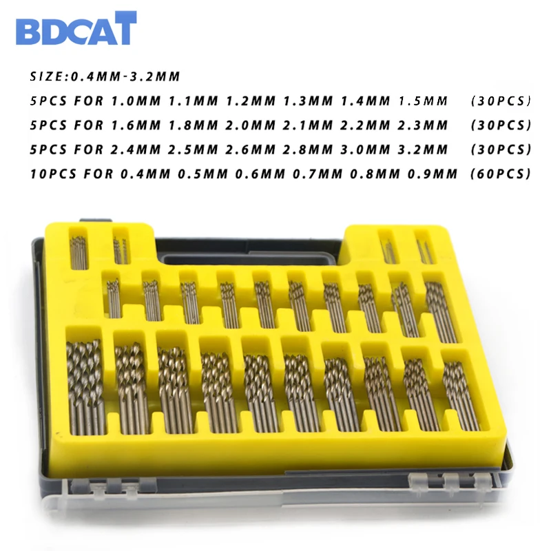 BDCAT 150Pcs 0.4-3.2mm HSS Mini Twist Drill Bit Kit Set Precision Micro Twist Drill for Crafts Jewelry Drill Bit Set Power Tools
BDCAT 150Pcs 0.4-3.2mm HSS Mini Twist Drill Bit Kit Set Precision Micro Twist Drill for Crafts Jewelry Drill Bit Set Power Tools