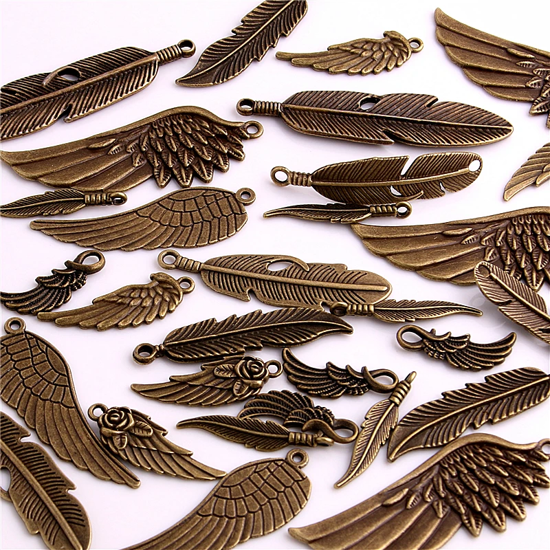 30pcs Vintage Bronze Metal Small Wings & Feather Charms for Jewelry Making Diy Zinc Alloy Mix Wings Feather Pendant Charms
30pcs Vintage Bronze Metal Small Wings & Feather Charms for Jewelry Making Diy Zinc Alloy Mix Wings Feather Pendant Charms