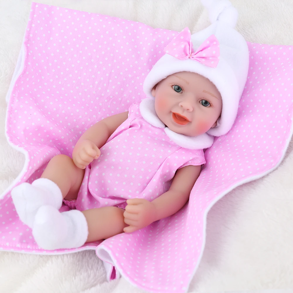 Bebes Reborn Baby 28 см 11 inchSoft Silicone Boneca Menina куклы цельное Силиконовое тело День рождения