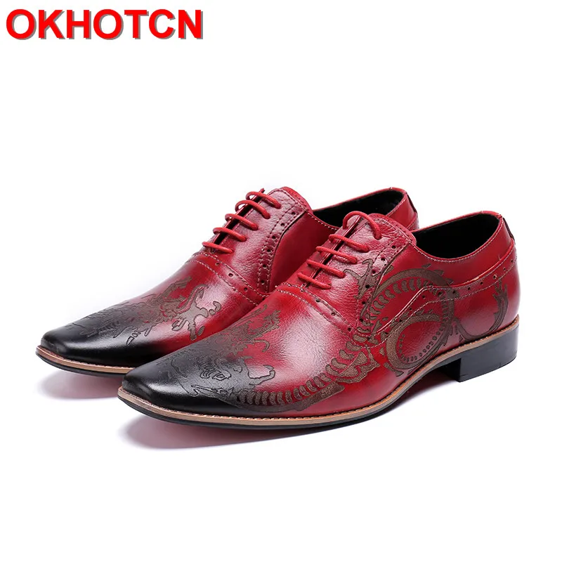 Print Italian Mens Dress Shoes Handmade Lace Up Oxford Shoes Men Square Toe Red Men Wedding Shoes 2019 New Spring Mens Oxfords
Print Italian Mens Dress Shoes Handmade Lace Up Oxford Shoes Men Square Toe Red Men Wedding Shoes 2019 New Spring Mens Oxfords