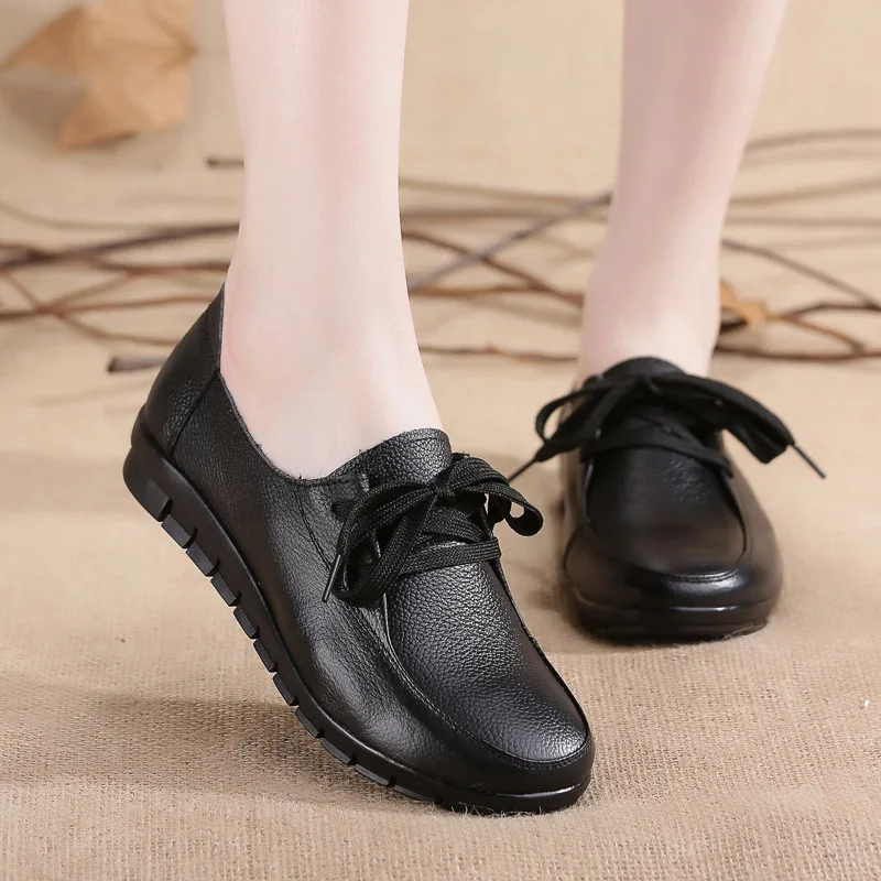 Women's Flats Genuine Leather ladies shoes Sewing thread Front tie Solid color Comfortable Lace-Up Driving Casual Shoe
Women's Flats Genuine Leather ladies shoes Sewing thread Front tie Solid color Comfortable Lace-Up Driving Casual Shoe