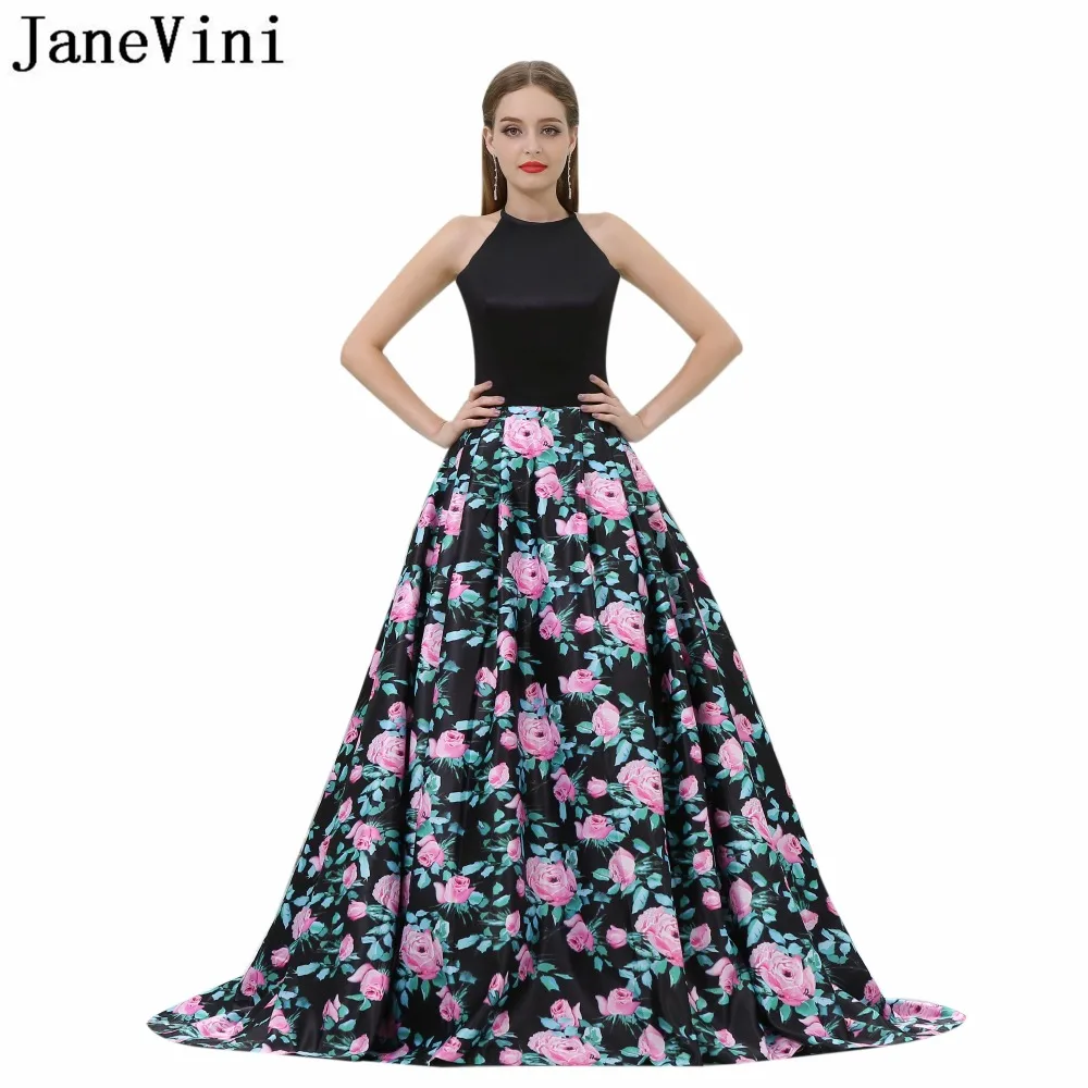 JaneVini Charming Floral Print Bridesmaid Dresses with Pockets Satin A Line Halter Backless Sweep Train Pageant Prom Party Gowns
JaneVini Charming Floral Print Bridesmaid Dresses with Pockets Satin A Line Halter Backless Sweep Train Pageant Prom Party Gowns