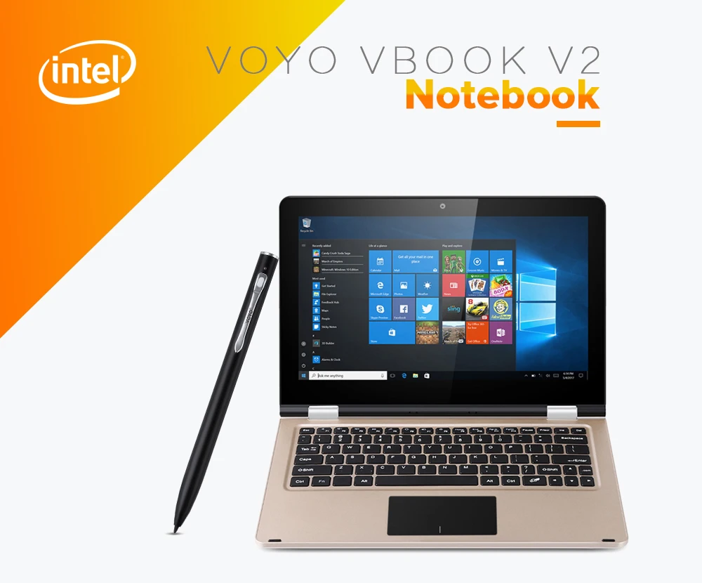 VOYO vbook V2 11.6 дюймов ноутбука Оконные рамы 10 Intel Celeron n3450 4 ядра ГБ 64 Двойной Wi Fi 12000 мАч