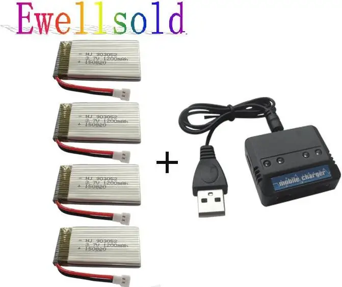 Ewellsold 3.7V 1200mah Li-po battery*4pcs+4 in 1 charger box for X5SW X5SC M18 H5P 2.4G R/C Quadcopter R/C drone
Ewellsold 3.7V 1200mah Li-po battery*4pcs+4 in 1 charger box for X5SW X5SC M18 H5P 2.4G R/C Quadcopter R/C drone