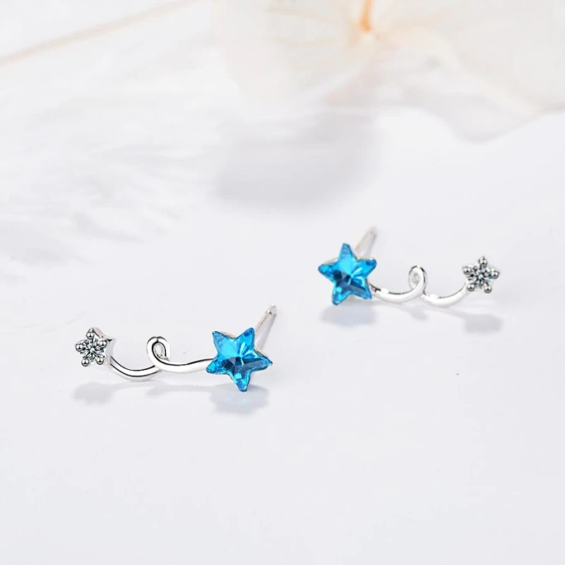 Sole Memory Blue Five-pointed Star Korean Creative Spiral Fresh Crystal 925 Sterling Silver Fashion Female Stud Earrings SEA404
Sole Memory Blue Five-pointed Star Korean Creative Spiral Fresh Crystal 925 Sterling Silver Fashion Female Stud Earrings SEA404