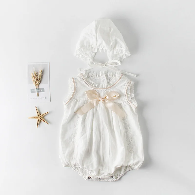 

Cute Newborn Baby Girl Ruffled Lace Bowknot Sleeveless Romper Jumpsuit Outfit Sunsuit Baby Girls Clothing Jumpsuit Playsuit