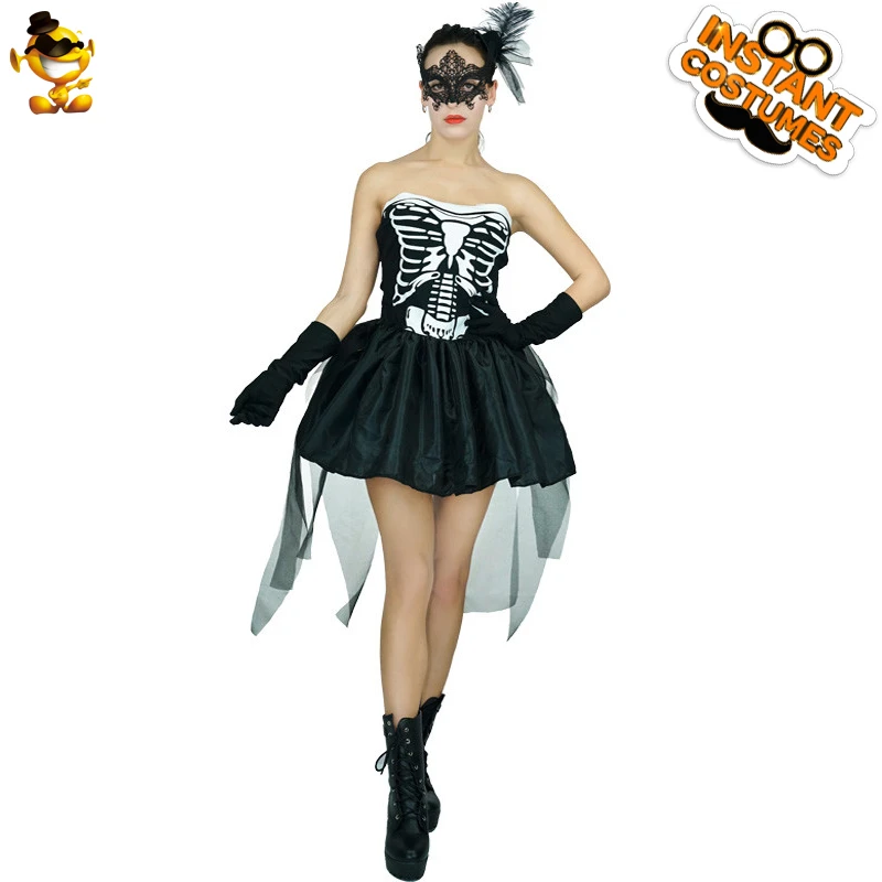 Halloween Women Short Dress Skeleton Costume Carnival Adult Sexy Tube Top Sleeveless Skull Dress with Mask for Female Party Suit
Halloween Women Short Dress Skeleton Costume Carnival Adult Sexy Tube Top Sleeveless Skull Dress with Mask for Female Party Suit
