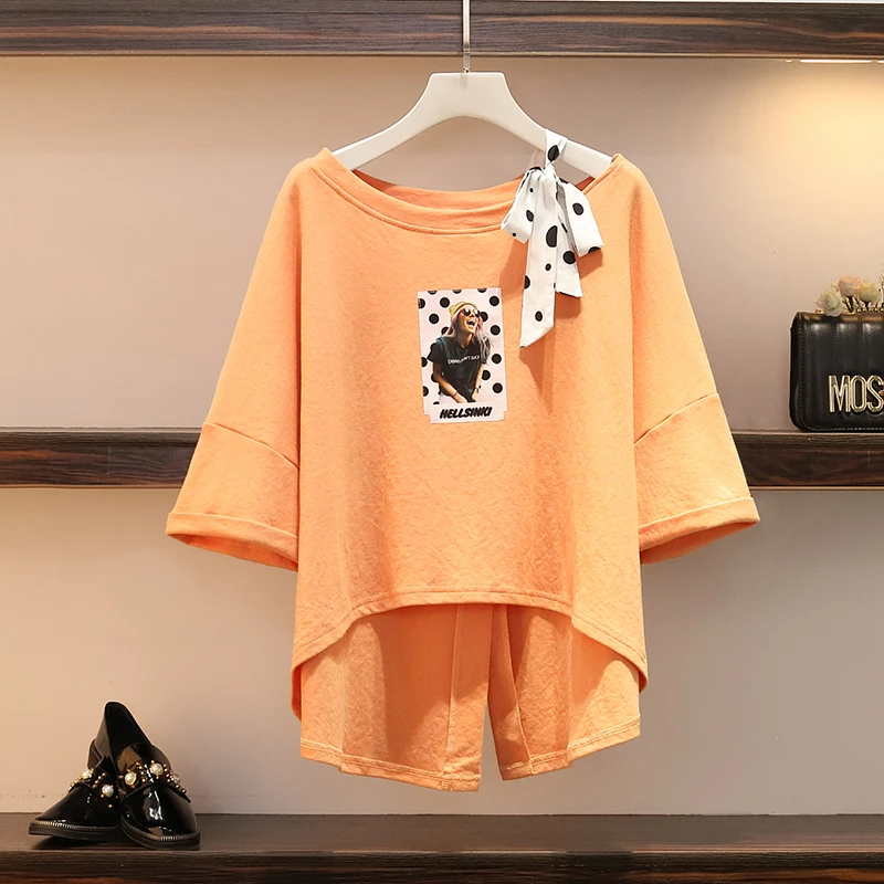 women outfit bow sweatshirt & elastic waist summer French fashion couture orange L-4XL size dot print skirt two-piece clothing
women outfit bow sweatshirt & elastic waist summer French fashion couture orange L-4XL size dot print skirt two-piece clothing