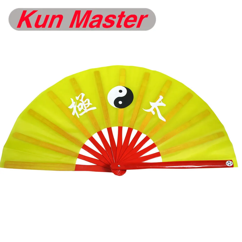 

Веер бамбукового кунг-фу боевой веер, для тренировок по боевым искусствам, веер у Шу, с рисунком Тай-Чи (желтый)