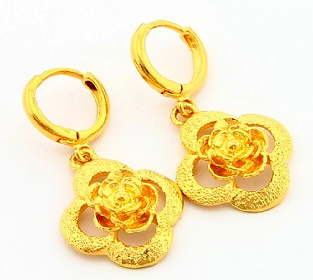 Femme Brincos Yellow Gold Color Rose Flower Dangle Earrings for Women Fashion Jewelry Wedding Accessories Xmas Gifts Bijoux
Femme Brincos Yellow Gold Color Rose Flower Dangle Earrings for Women Fashion Jewelry Wedding Accessories Xmas Gifts Bijoux