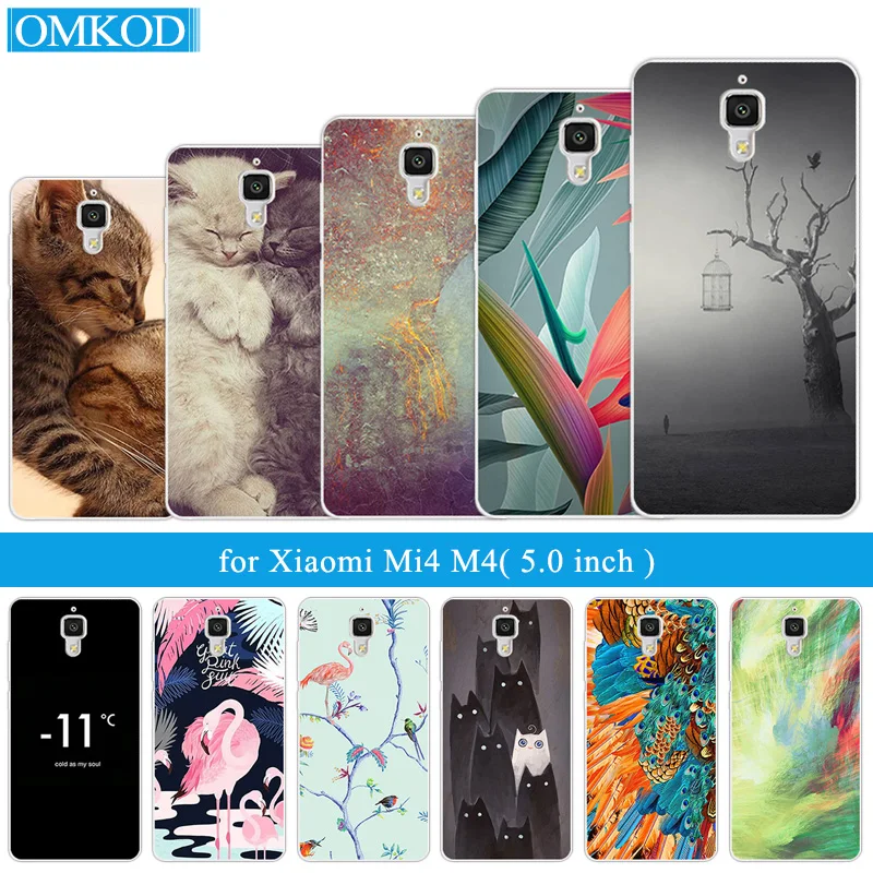 Чехол для Xiaomi Mi4 силиконовый черный матовый Фламинго задняя крышка 5 0 дюймов Mi 4