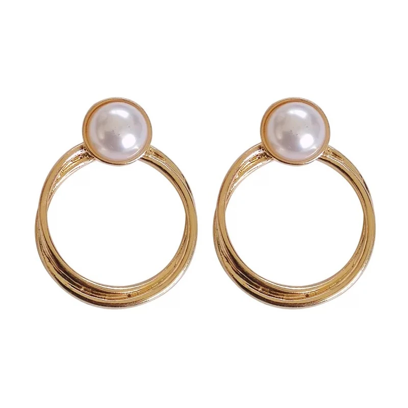 Trendy Statement Earring Jewelry For Women Fashion Gold Color Double Round Circle Simple Pearl Drop Earrings Wedding Brinco
Trendy Statement Earring Jewelry For Women Fashion Gold Color Double Round Circle Simple Pearl Drop Earrings Wedding Brinco