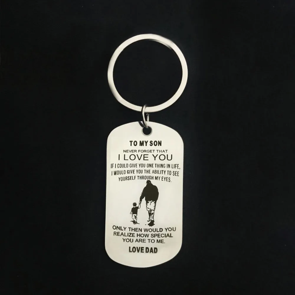 CAXYBB New To My Son Tag Dog Collar Father-Son Stainless Steel Keychain Nameplated keyring Dog Tag Love Gift
CAXYBB New To My Son Tag Dog Collar Father-Son Stainless Steel Keychain Nameplated keyring Dog Tag Love Gift