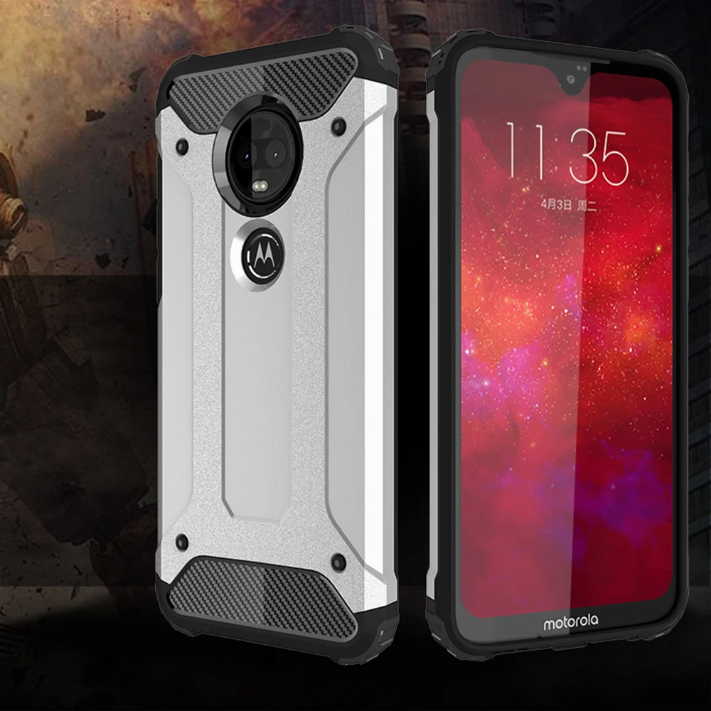 Противоударный бронированный чехол для Moto G7 Motorola Plus двойной задней панели