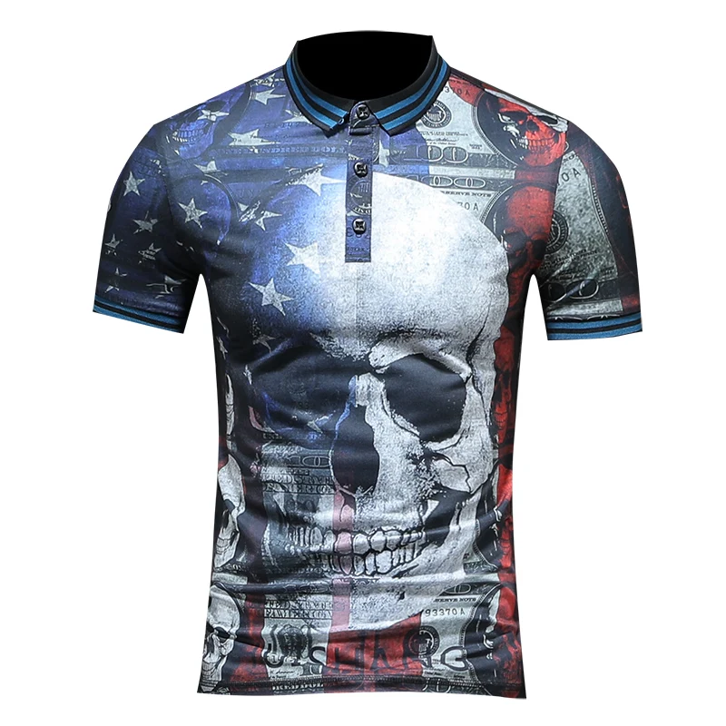 2019 summer men lapel skull POLO short-sleeved shirt printing qiantang qt2009 article number T323 P75
2019 summer men lapel skull POLO short-sleeved shirt printing qiantang qt2009 article number T323 P75