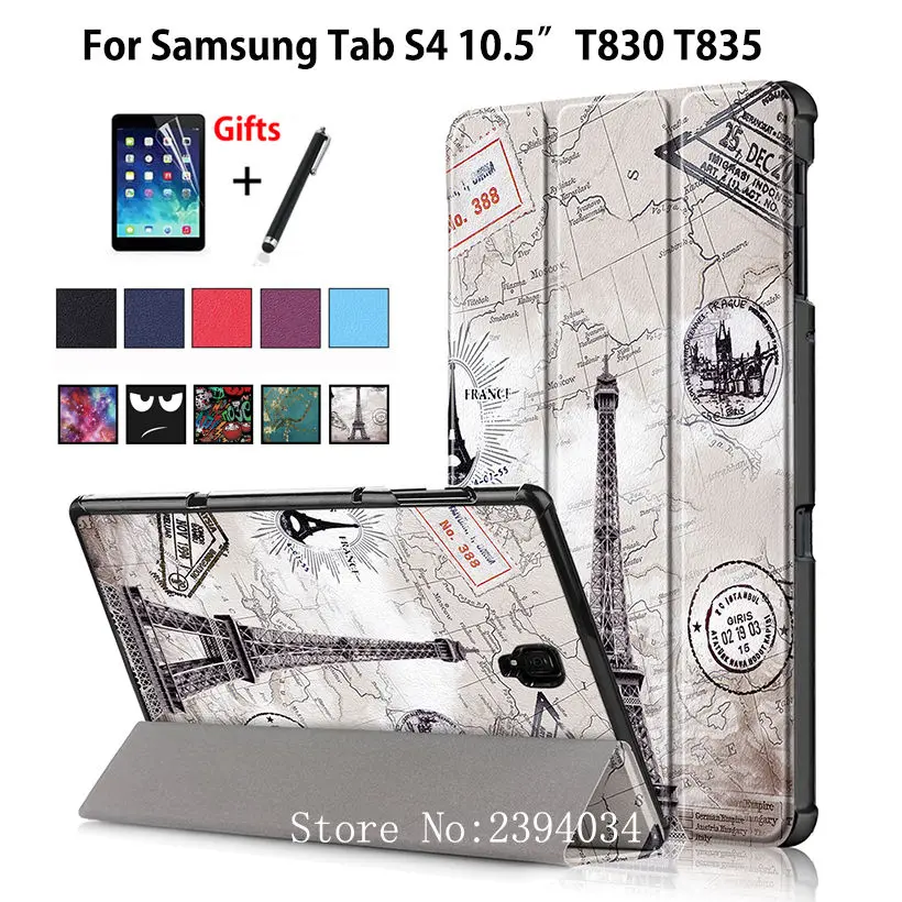 

Ultra Slim Case For Samsung Galaxy Tab S4 10.5" T830 T835 T837 SM-T830 SM-T835 Smart Cover Funda Tablet Stand Shell +Stylus+film