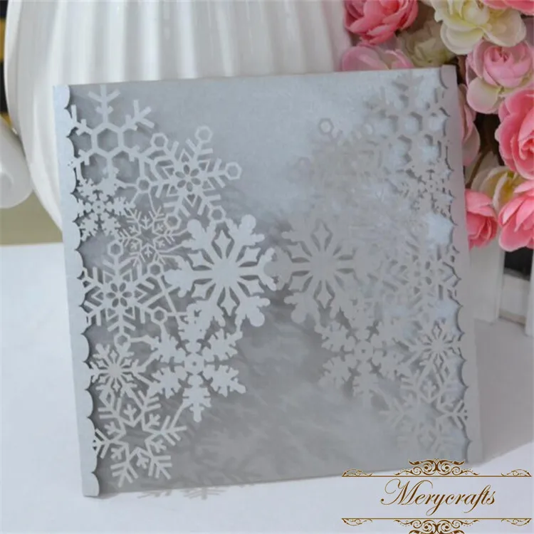 December winter snowflakes laser cut wedding invitations card from Mery brand crafts
December winter snowflakes laser cut wedding invitations card from Mery brand crafts