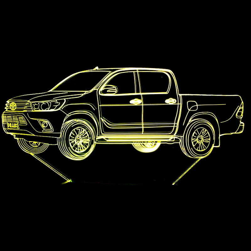 

New Pickup Car 3d Lamp 7 Color Touch Control Led Visual Lamp Wireless Led Night Light Powerbank Led Usb 3d Light Fixtures