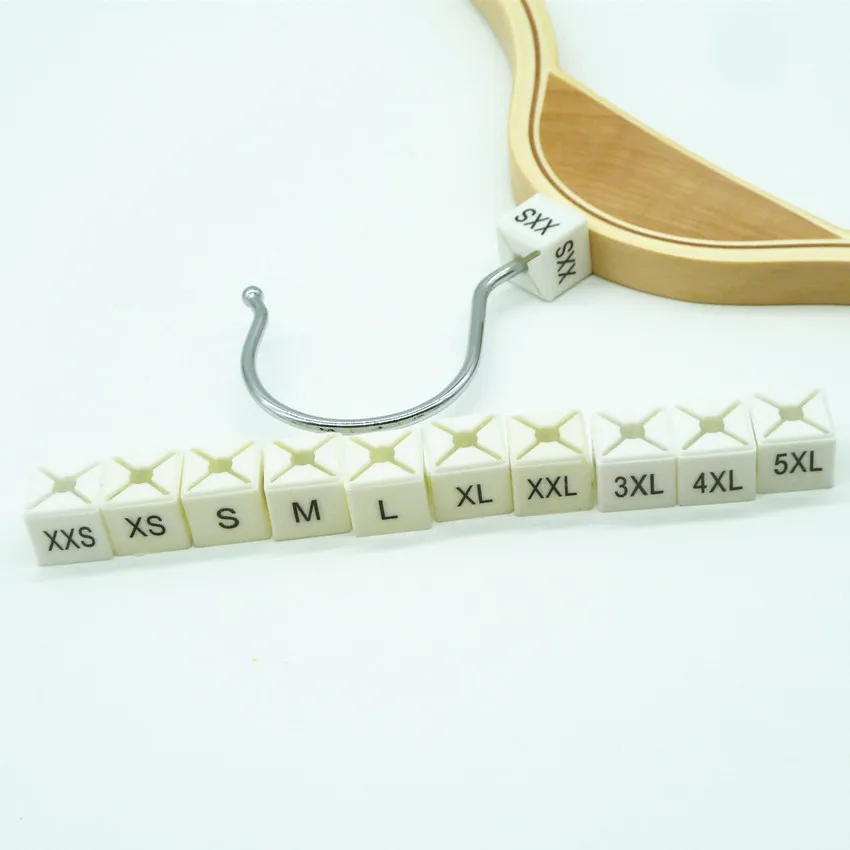 Plastic Size Markers for Hangers Pre-Printed XXS 5XL Square Clothes Hanger Tags White Size Sizers Cubes Disparity Between Sizes
Plastic Size Markers for Hangers Pre-Printed XXS 5XL Square Clothes Hanger Tags White Size Sizers Cubes Disparity Between Sizes