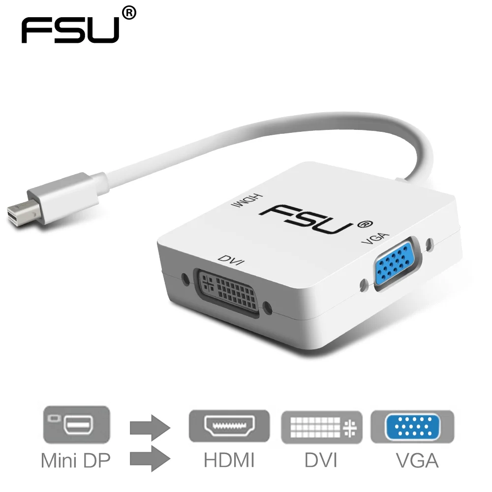 Интерфейс Thunderbolt Mini DP для порта дисплея HDMI DVI VGA кабель 3 в 1 адаптер монитора Apple