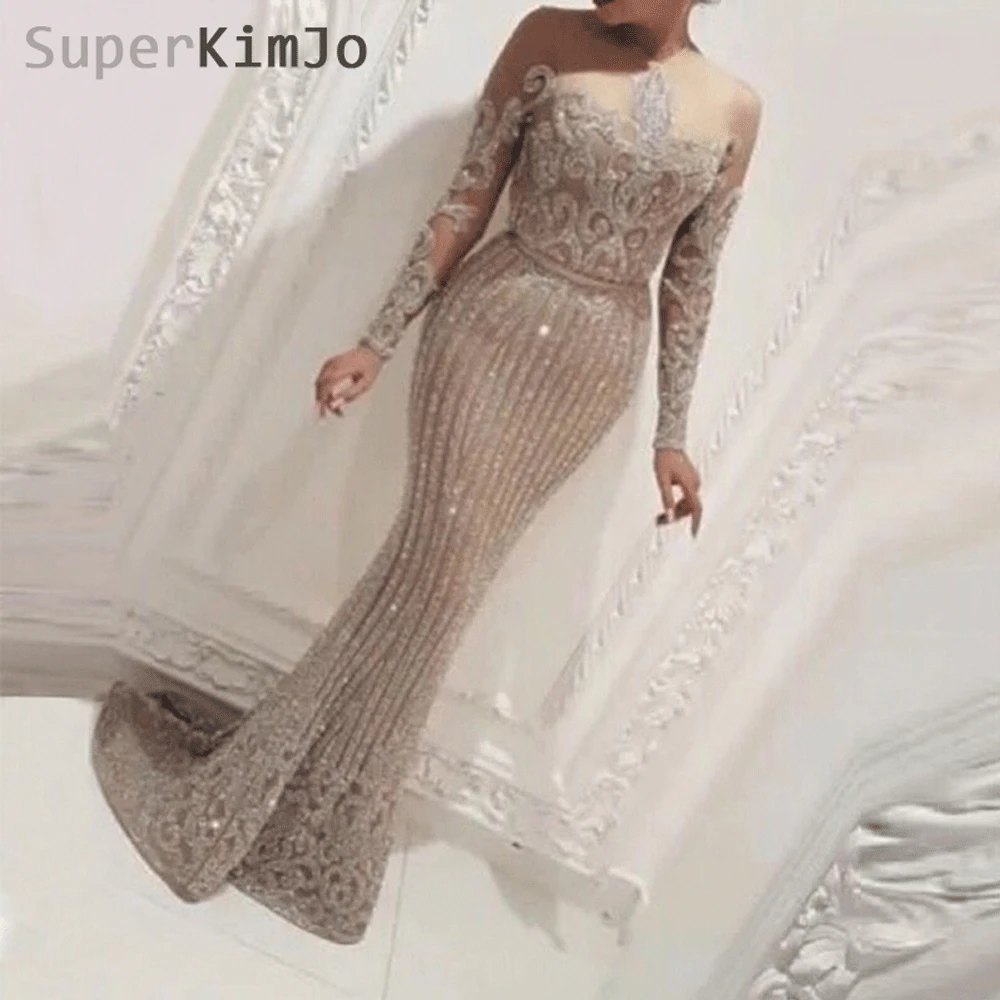 Вечерние платья SuperKimJo с длинным рукавом 2019 блестящее элегантное сексуальное