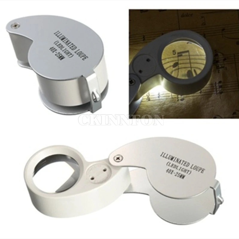 DHL 500PCS 40x25mm Jewelers Eye Loupe Magnifier Magnifying Glass Rotate With LED Light CKINNFON
DHL 500PCS 40x25mm Jewelers Eye Loupe Magnifier Magnifying Glass Rotate With LED Light CKINNFON