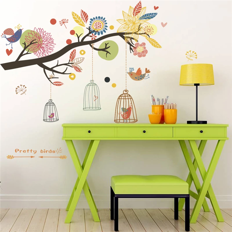 Pretty Flowers Birdcage Tree Branches Wall Sticker Bedroom Home Decor Cartoon Wall Decals Diy Mural Art Pvc Poster Decoration
Pretty Flowers Birdcage Tree Branches Wall Sticker Bedroom Home Decor Cartoon Wall Decals Diy Mural Art Pvc Poster Decoration