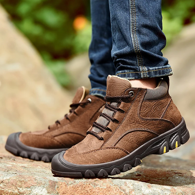 Men Hiking Shoes Waterproof leather Shoes Climbing & Fishing Shoes New popular Outdoor shoes Genuine Leather Handmad Snow Boots