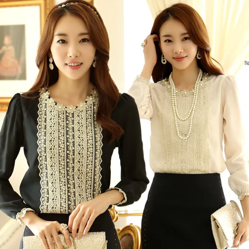 F~3XL Plus Size Spring Autumn Women Korean Fashion Embroidery Lace Bead Tops Ladies Female Big Long-sleeve Chiffon Blouse Shirt
F~3XL Plus Size Spring Autumn Women Korean Fashion Embroidery Lace Bead Tops Ladies Female Big Long-sleeve Chiffon Blouse Shirt