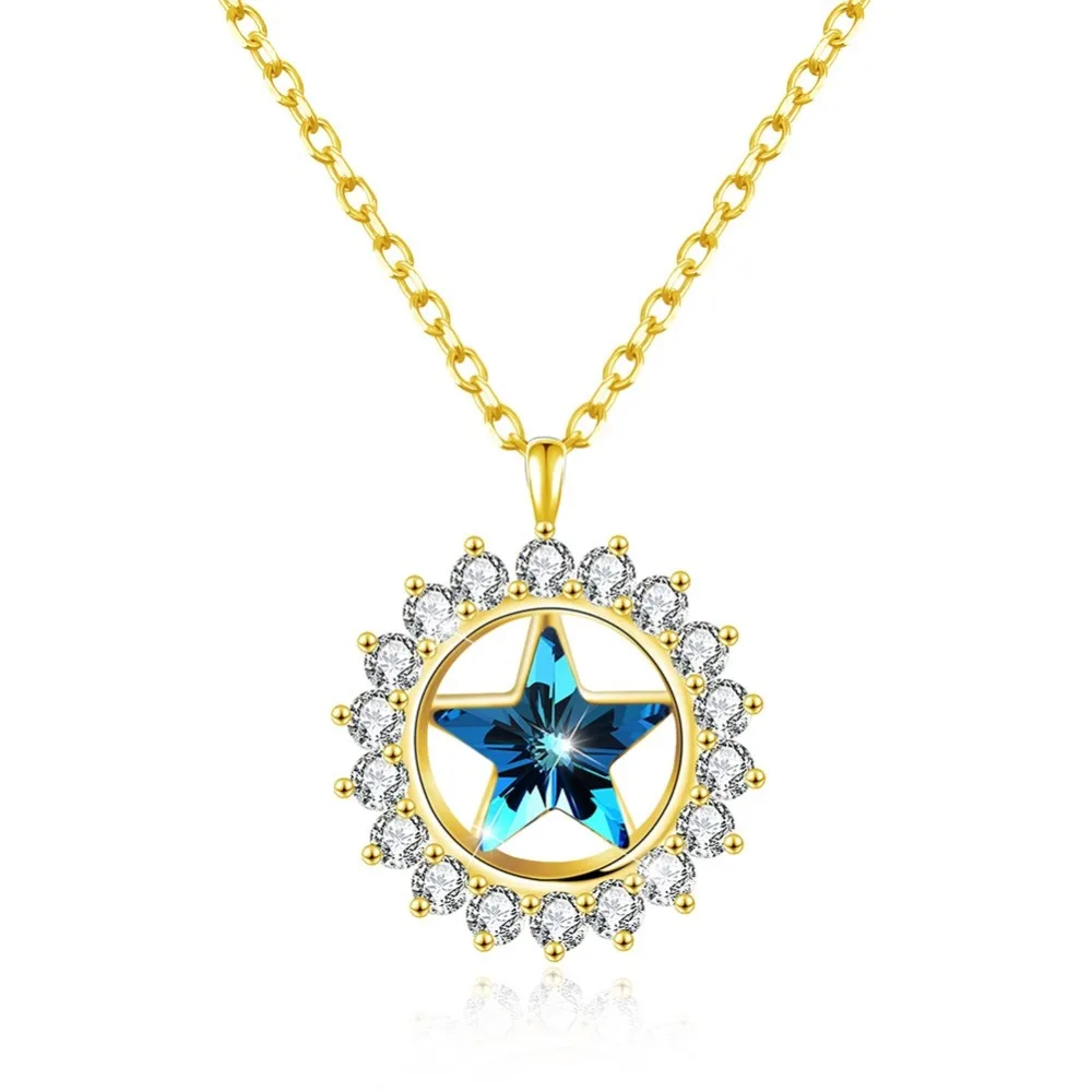 Women 925 Sterling Silver Pendant Necklaces Elegant Blue Crystal Star CZ S925 Hoop Necklaces for Lady Party Neck Wears Jewelry
Women 925 Sterling Silver Pendant Necklaces Elegant Blue Crystal Star CZ S925 Hoop Necklaces for Lady Party Neck Wears Jewelry