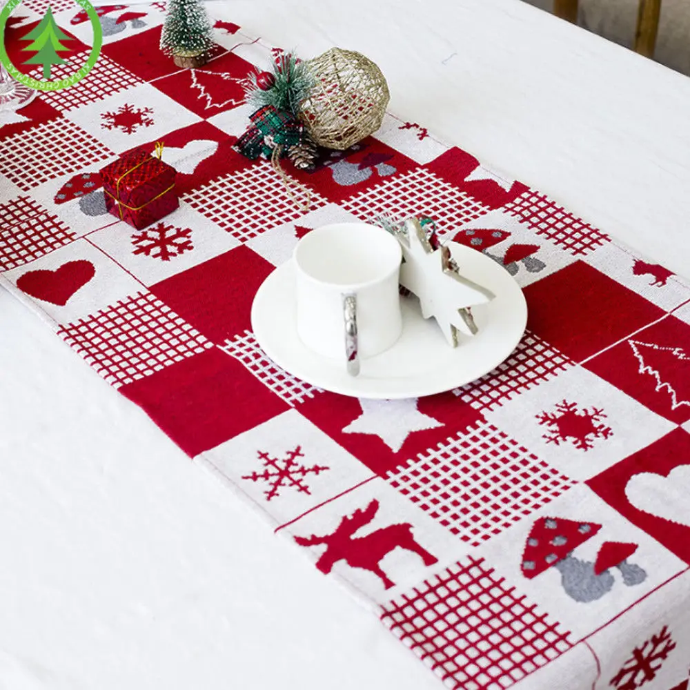 С рождественским принтом Настольная дорожка салфетки скатерть коврик Санта