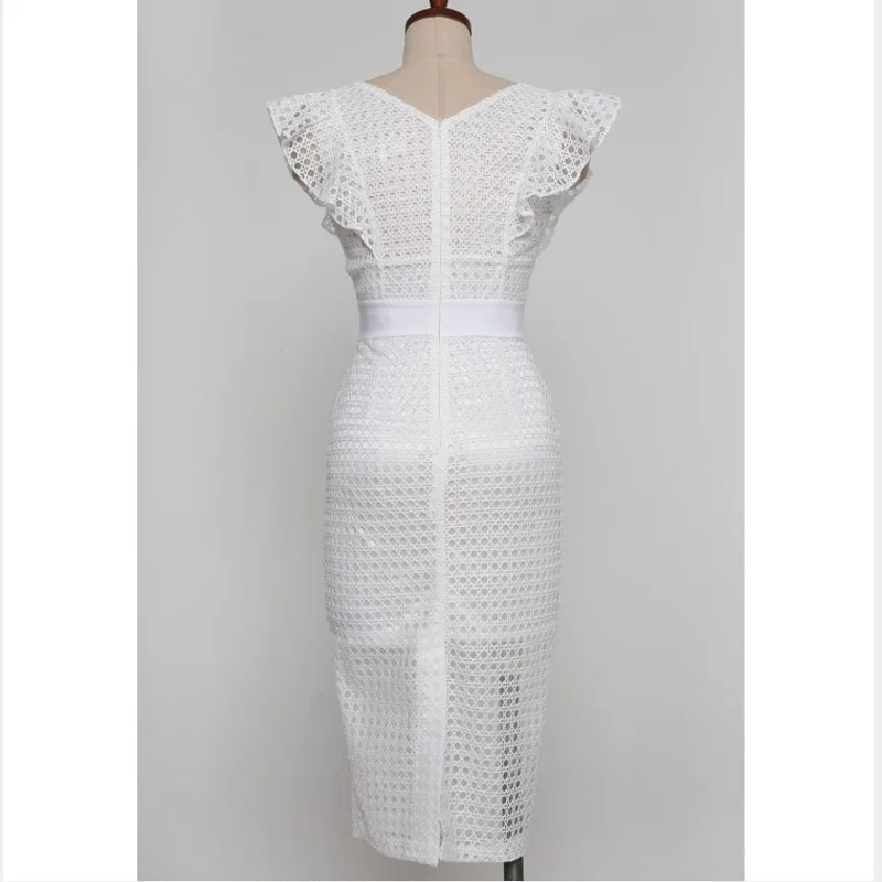 Summer Office Pencil Dress Small Sexy V-Neck Sleeveless Ruffles White Lace Dress Slim Fit High Waist Elegant Party Dress Women
Summer Office Pencil Dress Small Sexy V-Neck Sleeveless Ruffles White Lace Dress Slim Fit High Waist Elegant Party Dress Women